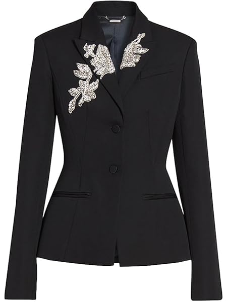 Erdem Embroidered Wool Blazer - Black