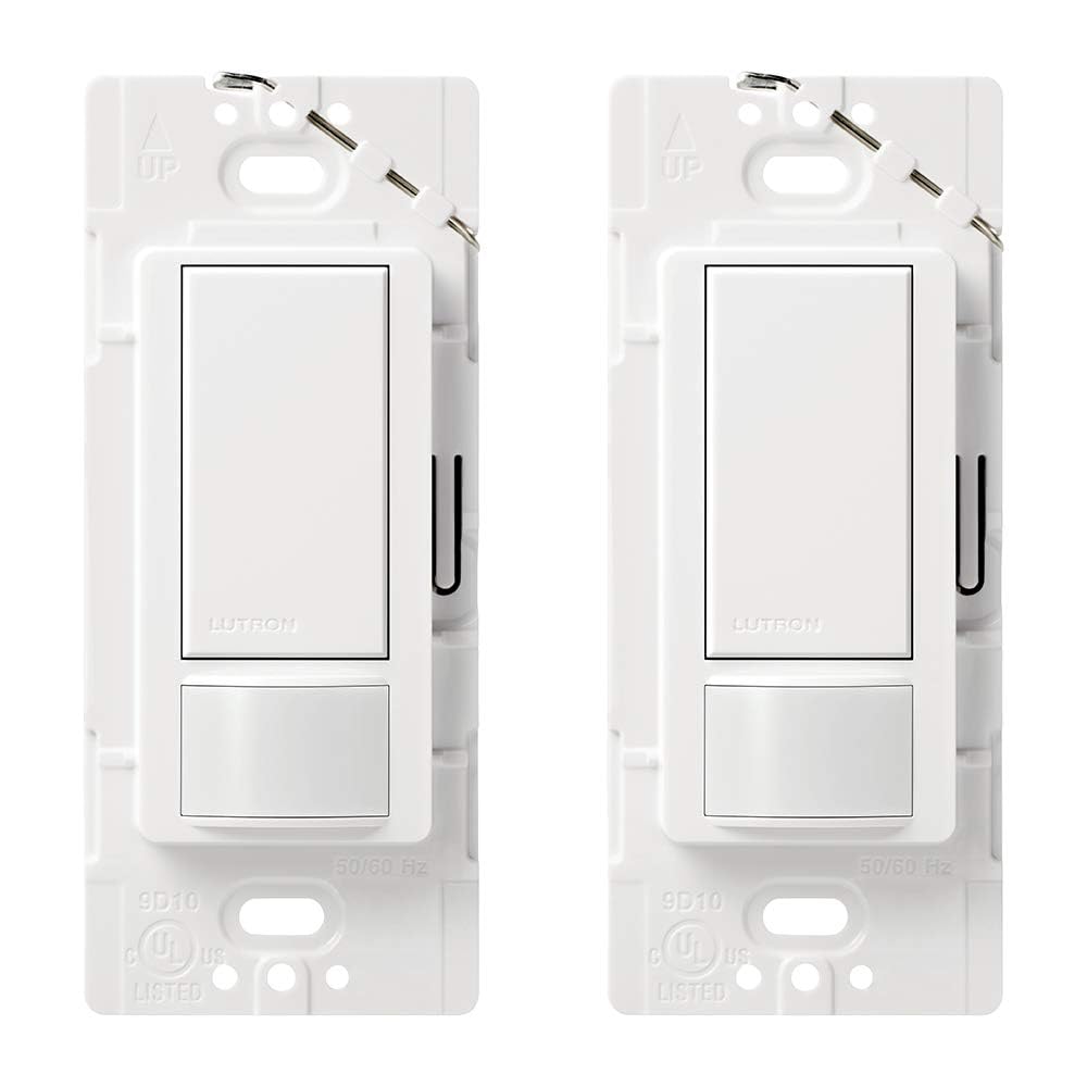 Photo 1 of Lutron Maestro Motion Sensor Light Switch for Bathroom, Garage, Laundry Room, and Closet, for Any Light Bulbs, Occupancy and Vacancy Sensor, No Neutral Req, MS-OPS5MH-WH-2, White, 2 Count