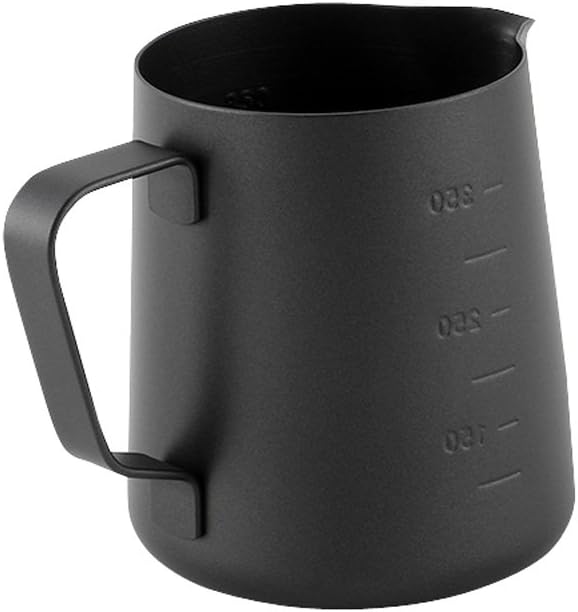 Osye Forthing Pitcher -Stainless Steel Milk Pitcher 13 oz (400 ml), Black Teflon Spray Paint