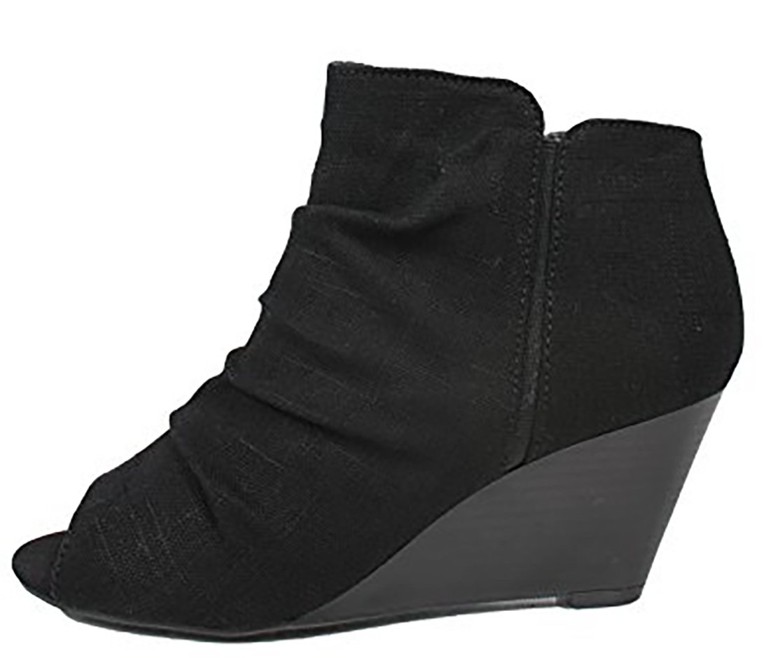 City Classified Women's, Scrunch Fabric Detail Front,Zipper Closure at Back, Open Toe, Boties. MVE Shoes, - Image 3
