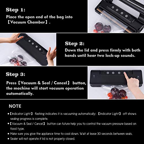 vakuumiergerät Vakuumierer Maschine, automatische Nahrungsmittel Sealer for Lebensmittel-Retter w / Starter Kit | LED… – Bild 5