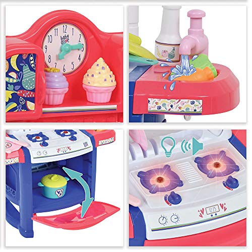 Baby Alive Doll Kitchen with 21 Assorted Play Pieces, Interactive Stove