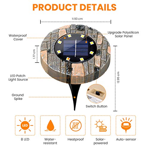GLIME Solar Bodenleuchte 8er Warm Weiß – Bild 3