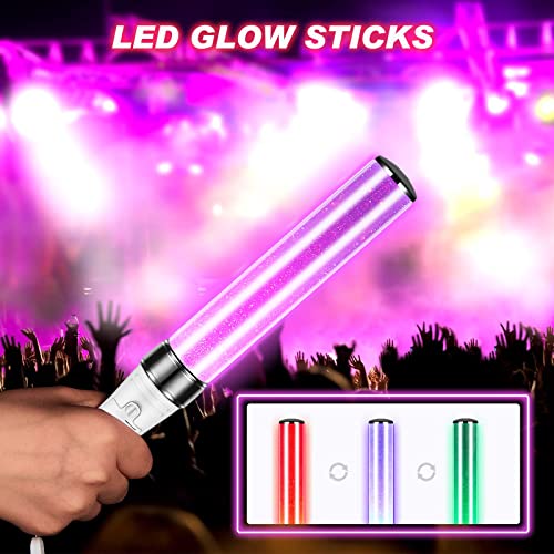 TERRIFI Glow Sticks Bulk, 3 Pcs LED Foam Sticks, 15 Color Flashing Light Party Favors, Glow in the Dark Party Supplies for Wedding, Raves, Concert, Party, Camping