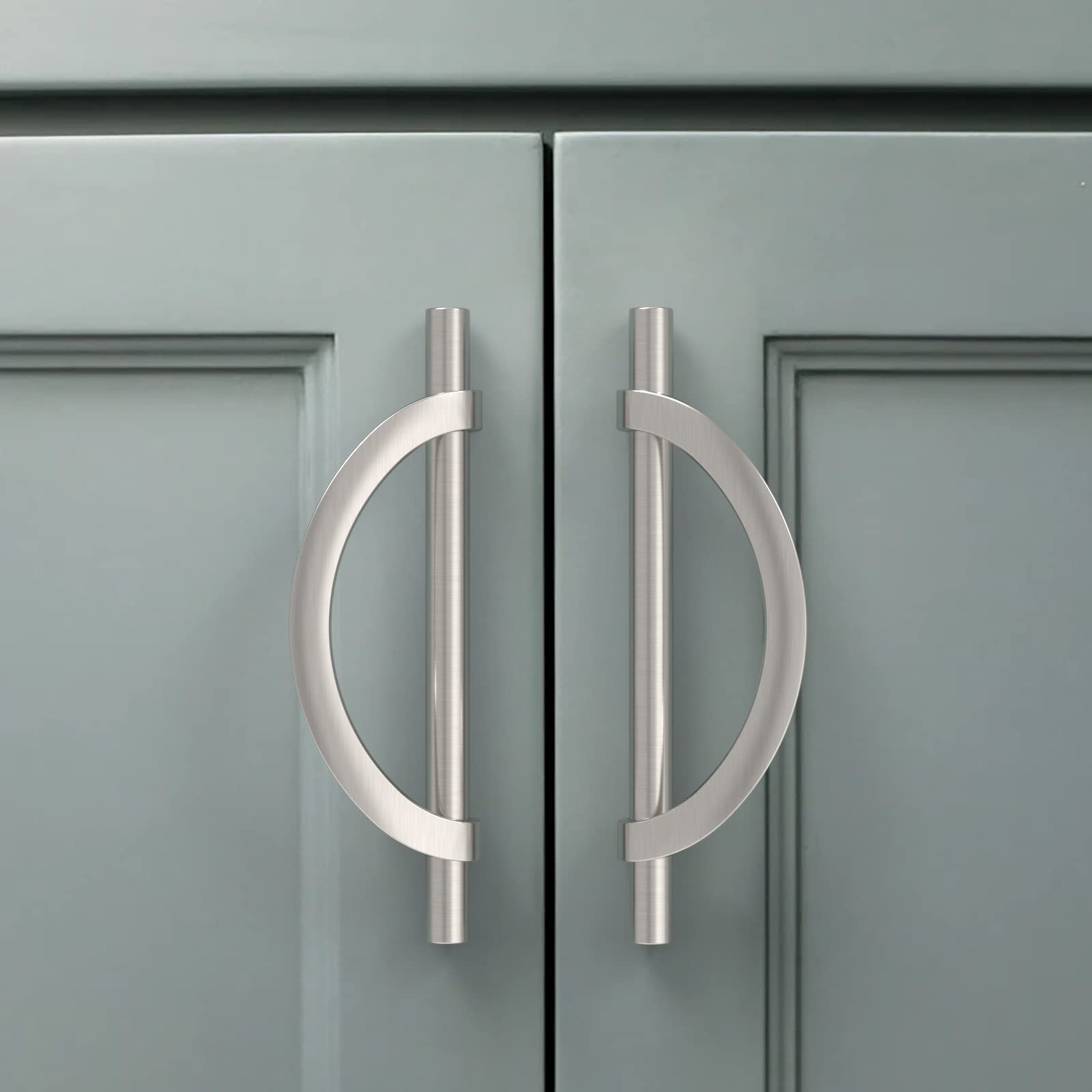 Photo 1 of Amerdeco 10 Pack Brushed Satin Nickel Cabinet Pulls 5 Inch(128MM) Hole Centers Kitchen Cabinet Handles Hardware Kitchen Handles for Cabinets Cupboard Handles Drawer Pulls