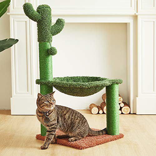 Catinsider 35 Inches Cactus Cat Tree with Hammock and Full Wrapped