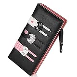 Women's Wallet Cute Cat Wallet Coin Purse Bifold Long Purse with Zipper