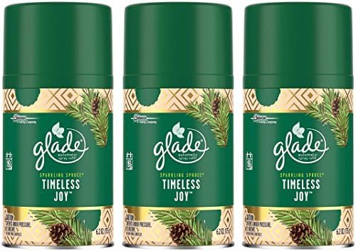Glade Automatic Spray Refill - Holiday Collection 2016 - Sparkling Spruce - Timeless Joy - Net Wt. 6.2 OZ (175 g) Per Can - Pack of 3 Refill Cans