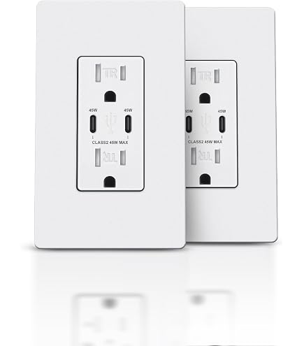 ALASTECH 30W USB C Wall Outlet With PD3.0 – Tamper Resistant Dual USB Charging Receptacle, Black