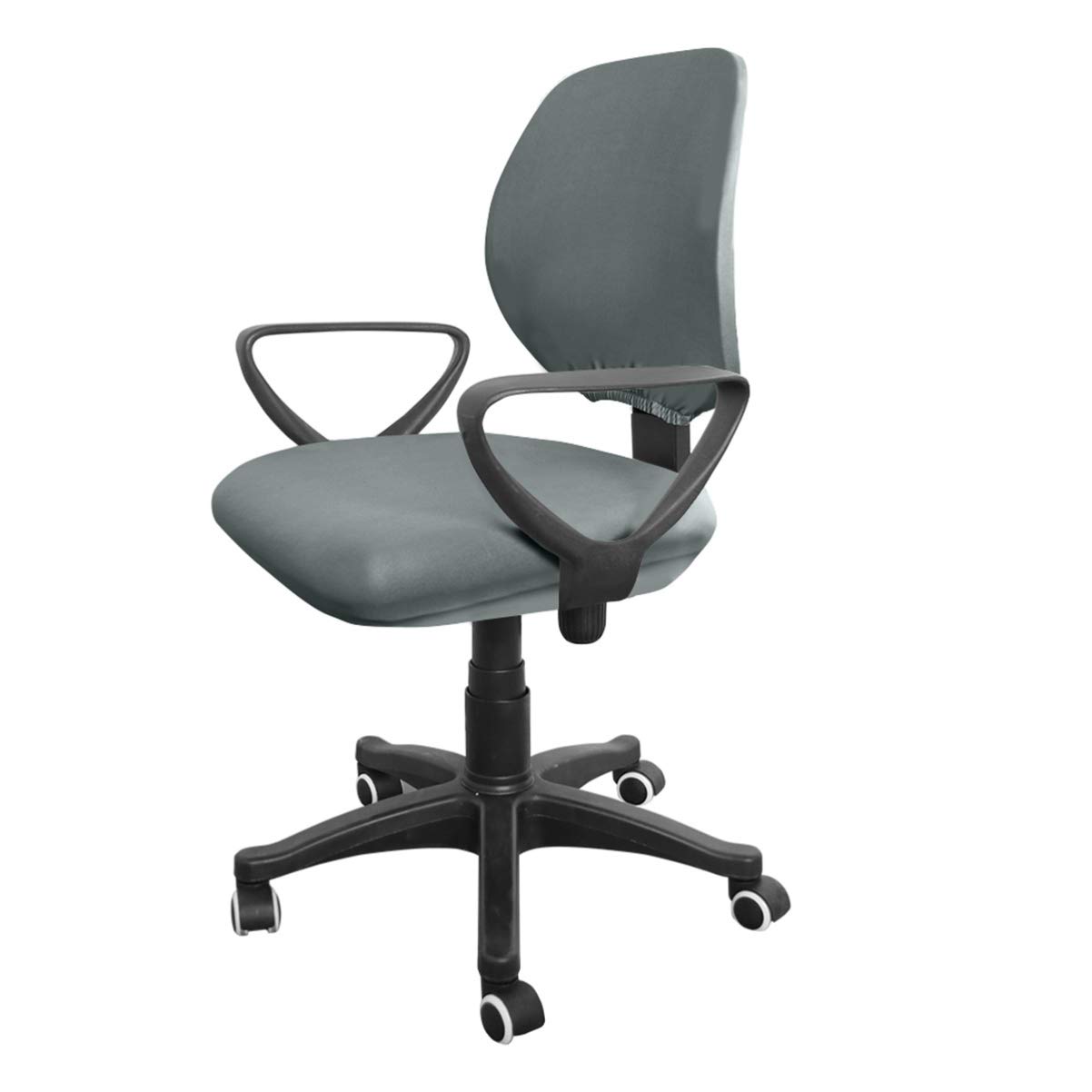Garneck Chair Slipcovers Office Rotating Stretch Removable Polyester Elastic Computer Chair Split Protector Covers for Hotel Canteen Supplies Deep Grey