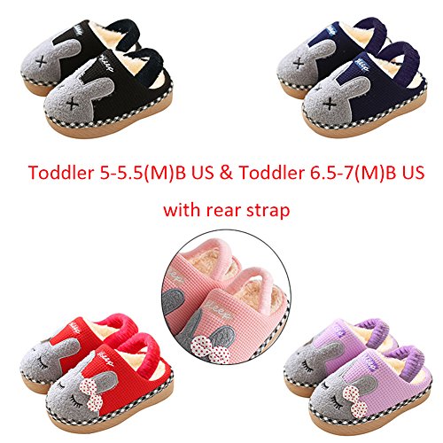image for SITAILE Cute Home Shoes, Kids Fur Lined Indoor House Slippers Bunny Wa