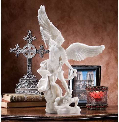 Design Toscano Bonded Marble St. Michael the Archangel Angel Statue