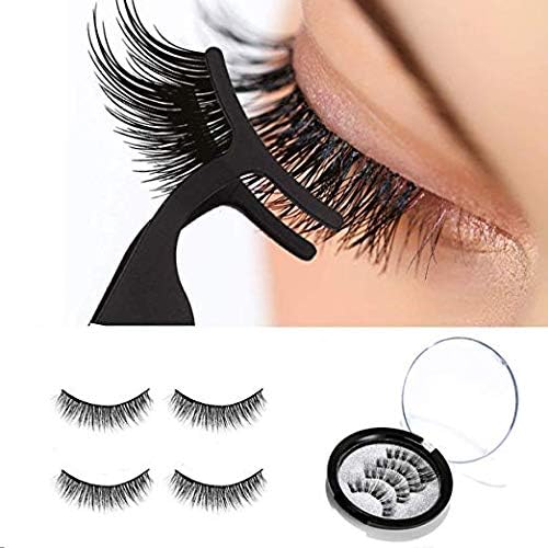 Keelyn Magnetic Eyelashes – Natural Look 3 Magnets Lashes for Full Eye Covered, 0.2mm Ultra Thin Magnet and Easy to Wear 3D Reusable Soft False Eyelashes with Eyelash Tweezer (4 Pcs)
