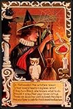 WITCH BLACK CAT BROOM OWL HALLOWEEN VINTAGE POSTER REPRO