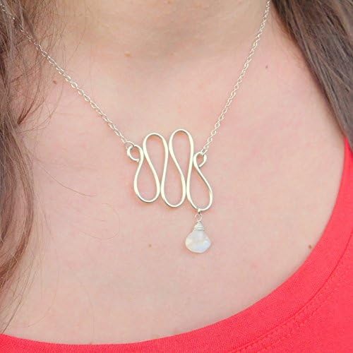 "Waves of Joy" Sterling Silver Necklace; 16" sterling silver chain + 2" extender; Select your favorite gemstone! (Moonstone pictured)