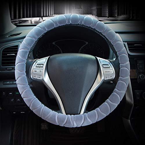 Anti-slip Fluffy Plush Steering Wheel Cover Soft Furry Winter Warm Vehicle Car Steering Wheel Protector Stretch On Universal Fit 37-39cm