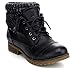 REFRESH WYNNE-01 Womens Combat Style Lace Up Ankle Bootie Black 8.0