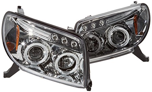 Spec-D Tuning 2LHP-4RUN03-TM Toyota 4Runner Chrome Clear Halo Led Projector Headlights