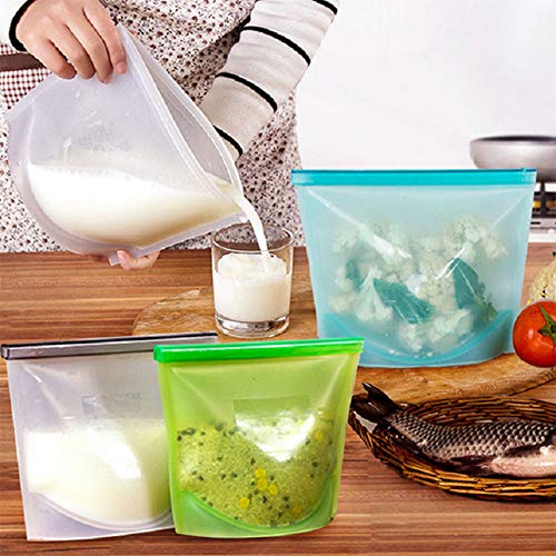 Reusable Silicone Food Storage Bags, Upgrade Thick Material, Dishwasher