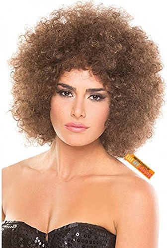 United States of Oh My Gosh Top Afro Wig - Top Costume Accessory - Bob Ross/Disco Party Hair (Brown)