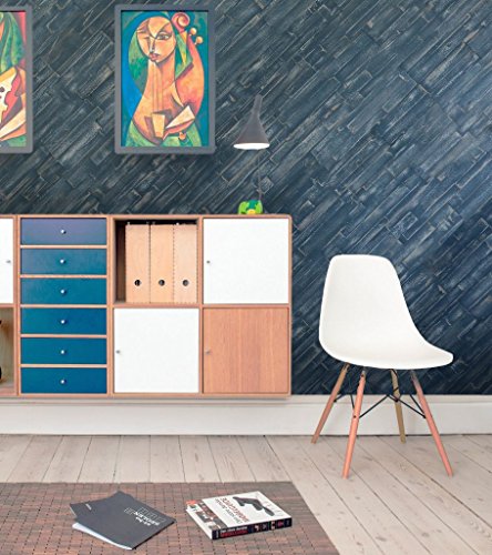 mywoodwall Peel & Press Rustic Distressed Wood Decorative Paneling, 10.5 sqft, Blue Ocean Color - Thumbnail 2