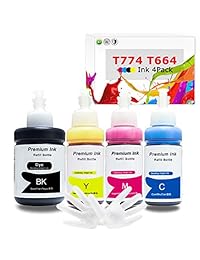 Seogolar - Juego de 4 botellas de tinta recargables para ET-2650, ET-4550, ET-2600, ET-3600,ET16500 (T664 y T774)