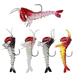 5 PCS 5 Colors Soft Shrimp Worms Lures Baits Rigged
