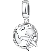 ABAOLA Airplane Dangle Charm 925 Sterling Silver Travel Beads Plane Charm fit Women Bracelets (Threaded hole)