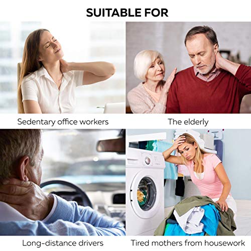 Shiatsu Portable Heated Massager - Deep Neck, Shoulder, Back/Lower Back, Legs & Foot Muscle Tension Relief - Electric Massaging Pad-Pillow w/ 8X 3D Kneading Nodes - for Home, Office Chairs, Car Seats