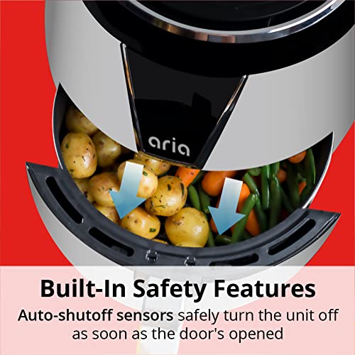 Aria TeflonFree 5 Qt. Ceramic Air Fryer with Recipe Book, White