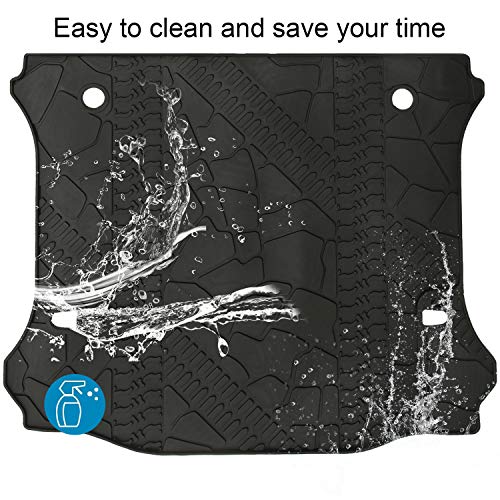 Black Cargo Liner Rear Trunk Floor Mat Compatible with 2011-2018 Jeep Wrangler JK Unlimited 4 Door All Weather Protector TPE Cargo Tray Cover with or Without Factory Right Side Subwoofer