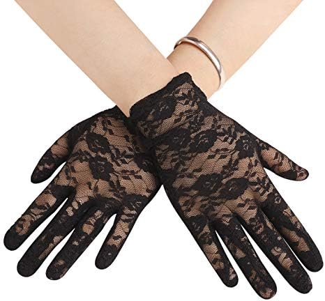 Sexy Floral Bow Lace Short Gloves Women Bridal Wedding Gloves Party Fancy Costumes