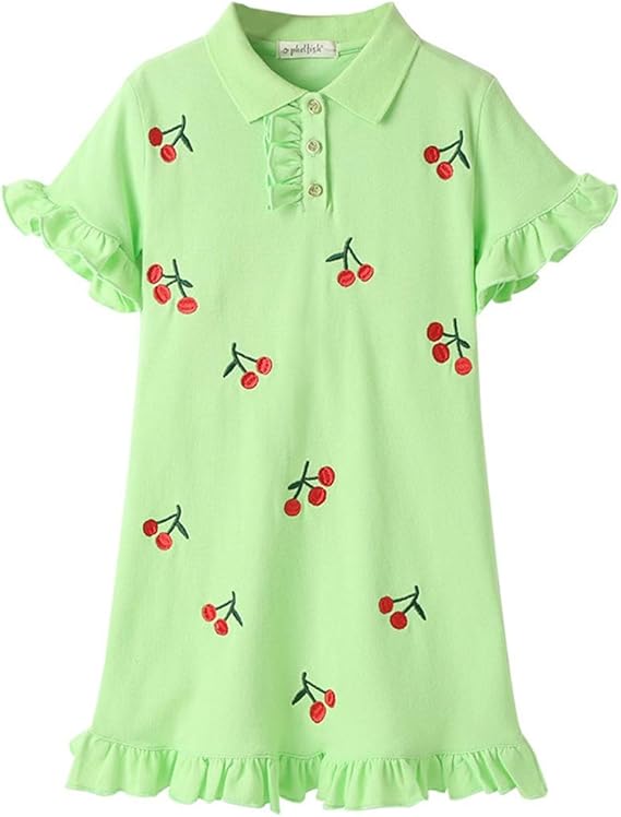 Amazon 実りの秋 ガールズワンピース 夏 半袖 さくらんぼう プリンセス風 女の子 ドレス 子供服 女児 キッズ ジュニア お嬢様 可愛い 良い肌触り 通園 通学 発表会 フォーマル ワンピース チュニック 通販