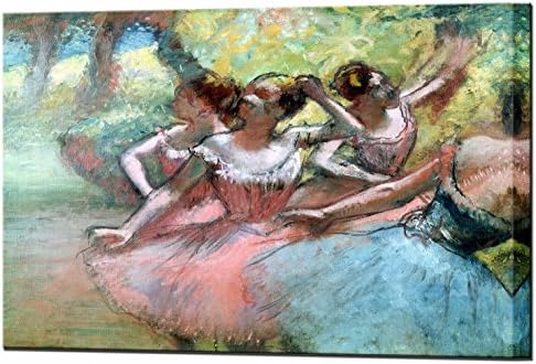 The Four Ballerinas on the Stage Large Framed Canvas Art Canvas Wall Art Print by Edgar Degas Ready to Hang Wall Art Picture Reproduction Home Decor (80 x 64 cm)