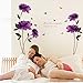 Rumas DIY Purple Rose Print Removable Room Home Decor Cartoon Wall Stickers Decal