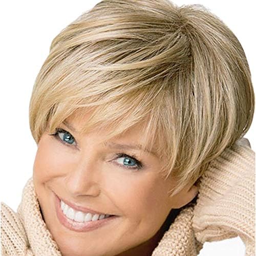 Women Curly Wigs,Gold Synthetic Wigs 10inch Short Wigs Human Hair Extensions Curly Wavy Bob Lace Baby Hair