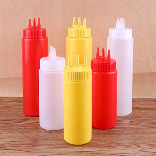 Milue 3 Hole Squeeze Bottle Condiment Dispenser Sauce Vinegar Oil Ketchup Cruet Bin (White) - Thumbnail 6