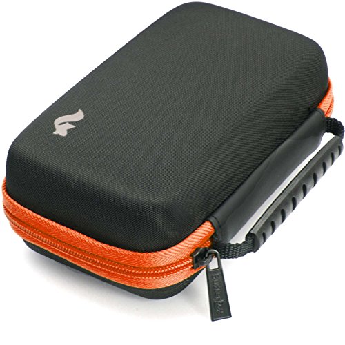 BRENDO-New-Nintendo-2DS-XL-Case-and-Large-Stylus-Fits-Wall-Charger-24-Game-Cartridge-Case-Holder-Large-Accessories-Pocket-Black-Orange