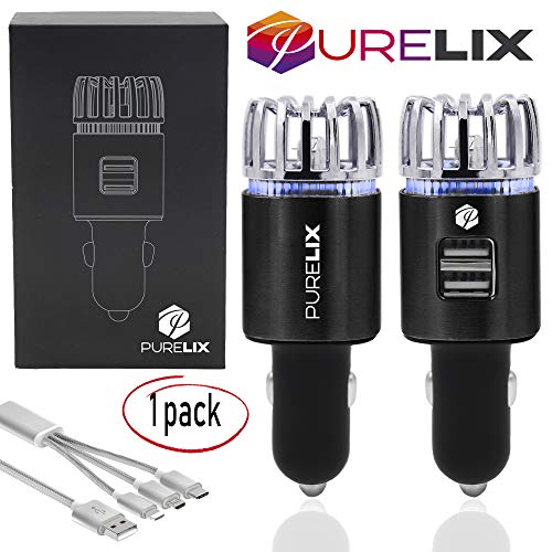 Premium 2in1 Car Air Purifier Ionizer and Dual USB Fast Charger