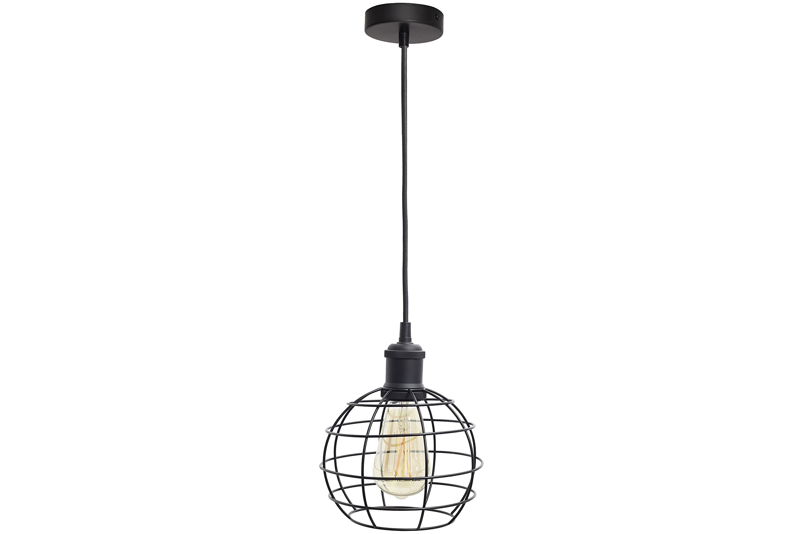 4lite Indoor Basket Pendant Ceiling Light (Matt Black) Round Bird Cage Shaped Decorative Light - 4L1/7013-4Yr Guarantee