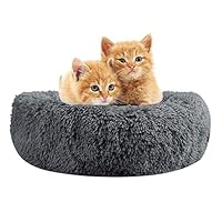 QCHOMEE Soft Plush Round Pet Bed Donut Cuddler Cozy Cat Calming Bed House Warming and Sleeping Winter Pet Cushion Mat Indoor Pet Sofa Nest Room for Small Medium Dog Puppy Kitten Animals