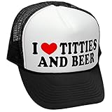 I Heart Titties Beer - Love Funny Joke Gag - Unisex Adult Trucker Cap Hat