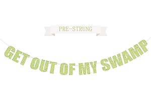 ACUDUDOMA Pre-Strung Party Decorations Get out of my Swamp Bunting Banner Green Glitter Birthday Funny Housewarming Party Decor
