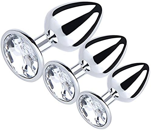 DOBEST 3Pcs B~UTT an~al Pl~UG Toys for Women Beginners Beads Massage Toy Stainless Steel S~ex an~ALS Pl~ugs Toys an~al Trainers Couples B~UTT Pl~UG Diamond Beginner Kit Small Large Training Set