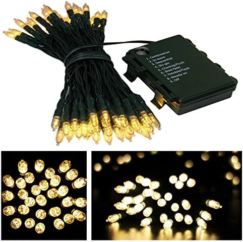 Battery Operated String Lights,Amalt 60-Count Clear Mini Lighting Set for Outdoor,Patio,Lawn,Landscape,Fairy Garden,Home,Wedding,Holiday,Christmas Party,Xmas Tree,Waterproof,Wram White