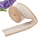 eZthings Decorative Designer Burlap Ribbons for Party Decor Projects and Gift Baskets (10 Yard, White(2.4