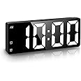 Ankilo Digital Clock, 【𝐍𝐄𝐖 𝐕𝐄𝐑𝐒𝐈𝐎𝐍】 LED Alarm Clock for Bedroom, Electronic Desktop Clock with Temperature Display, Voice Control, 12/24H, Small Clock for Bedroom Decor (No Battery＆Adapter)
