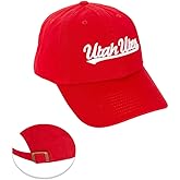 Desert Cactus University of Utah Baseball Hat UT Utes Brimmed Embroidered Hats Cap Adjustable Cloth Strap Adult (Style G) Red