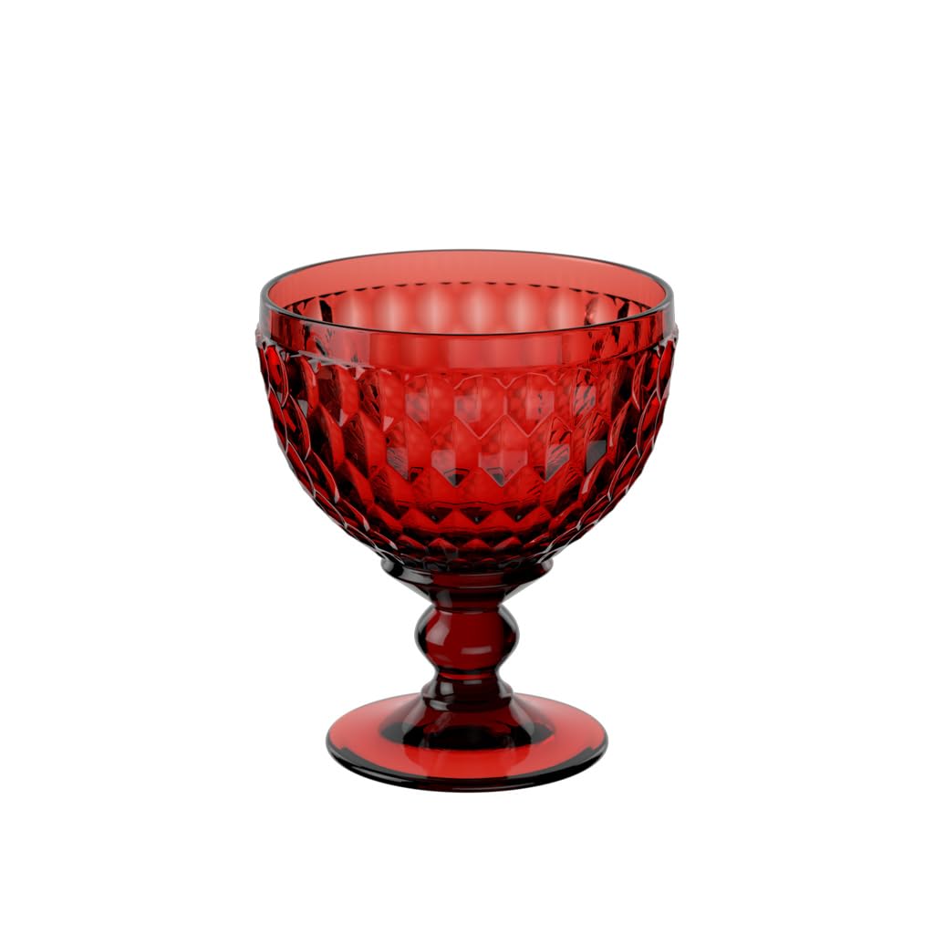 Villeroy & Boch - Boston col. red Sparkling Wine Coupe, Extravagant, Beautifully Shaped Glass for Sparkling Wine or Champagne, Crystal, red, 400 ml