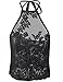 FANCYINN® Women Crochet Floral Lace Sexy Halter Neck Cocktail Tank Top Vest Black M